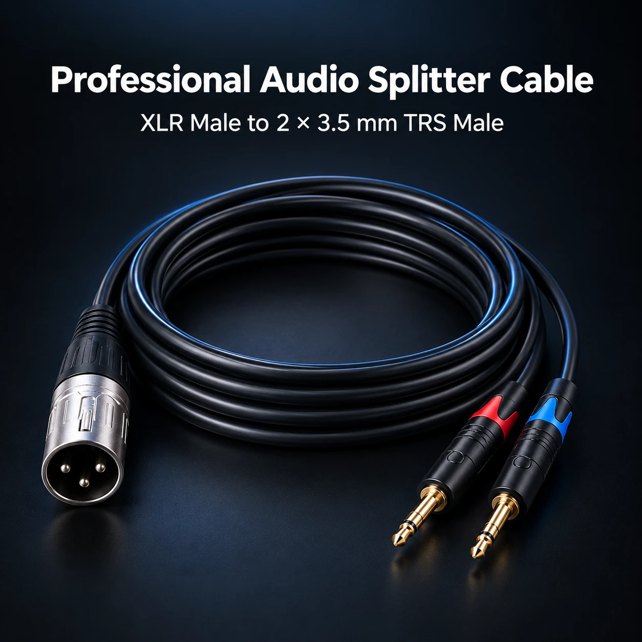Lotus XLR Male to Dual 3.5mm TRS Audio Cable