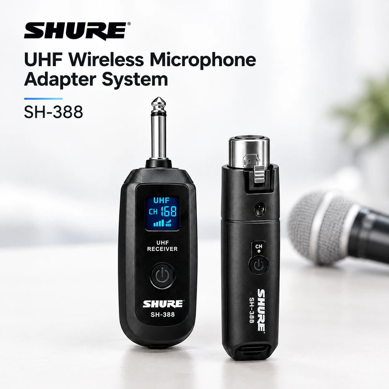 SHURE SH-388 UHF Wireless Microphone Adapter System