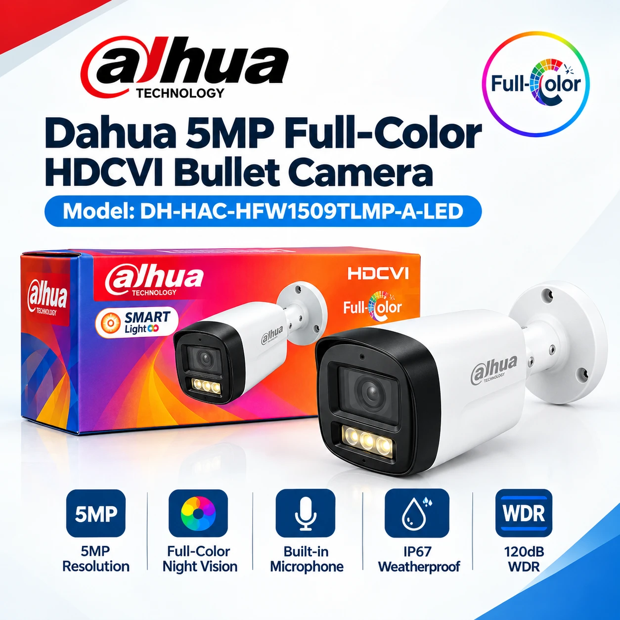 Upgrade your security with the Dahua 5MP Full-Color CCTV Camera!